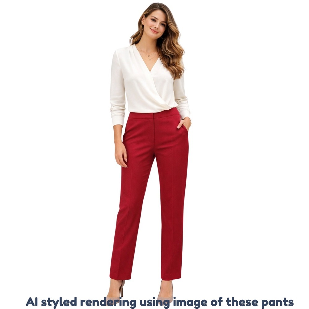 NWT J. Jill Premium Bi-Stretch Slim Ankle Pants 4 Cranberry Red Career Dressy